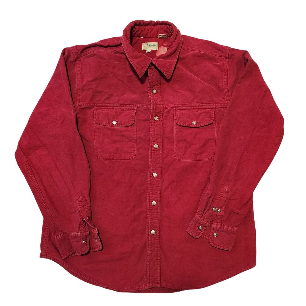 Vintage 90s LL Bean Chamois Shirt Made in USA Red Mens L